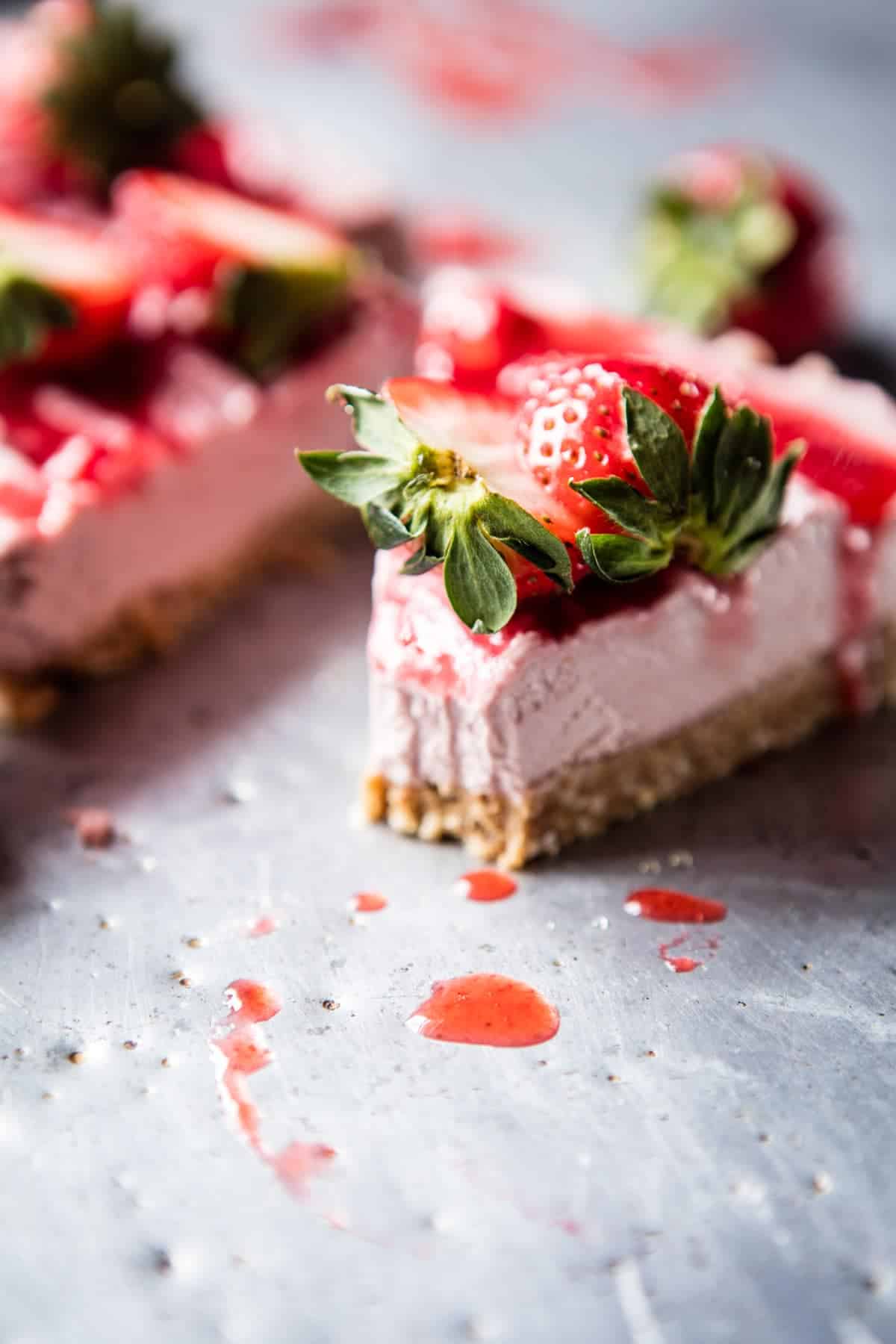 Strawberry Ripple Almond Cheesecake | halfbakedharvest.com @hbharvest