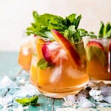 Strawberry Peach Sweet Tea Julep Pitcher | halfbakedharvest.com @hbharvest