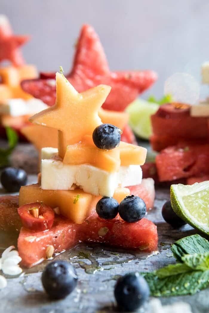 Blueberry, Melon, Feta, Fruit Salad Stacks | halfbakedharvest.com @hbharvest