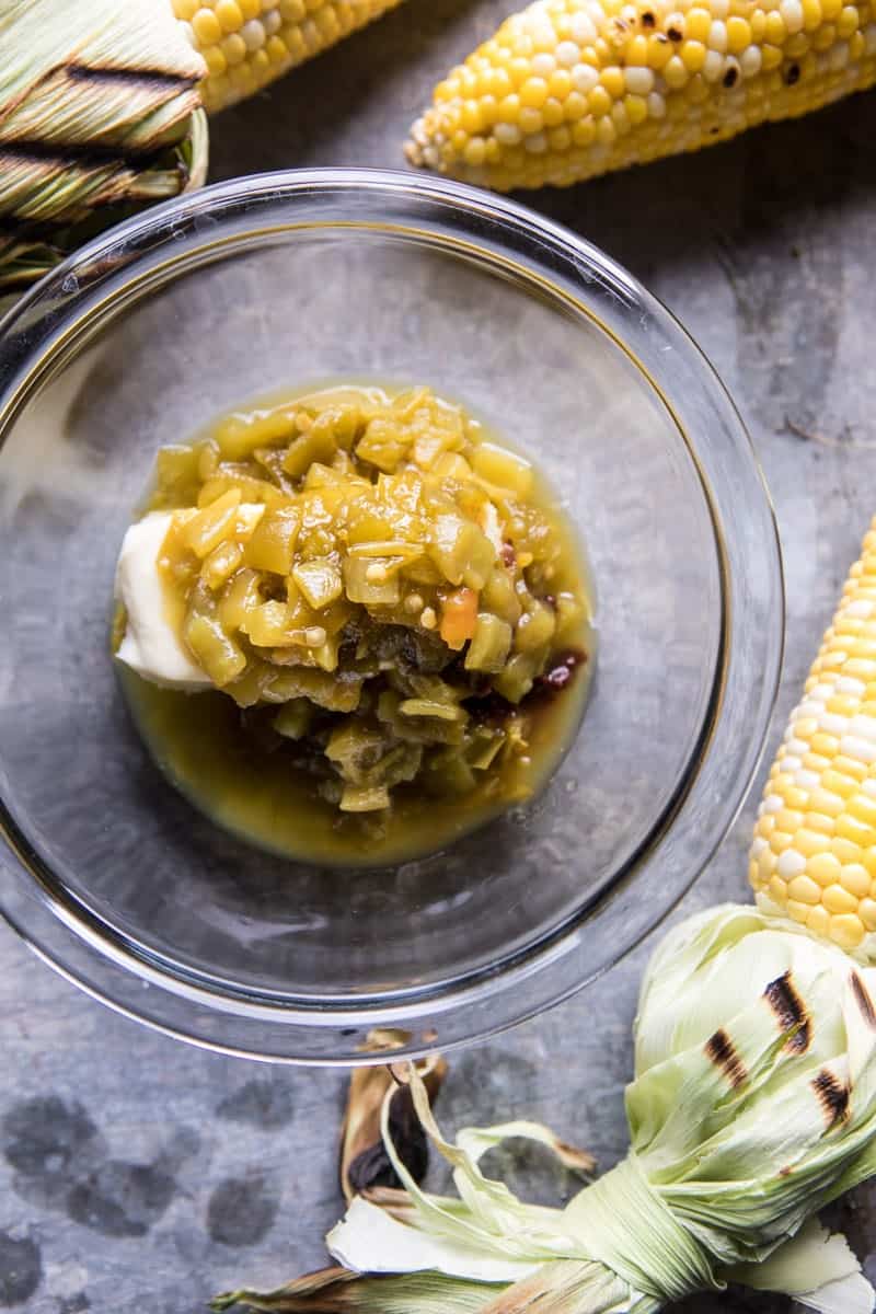 Mexican Grilled Corn with Green Chile Honey Butter