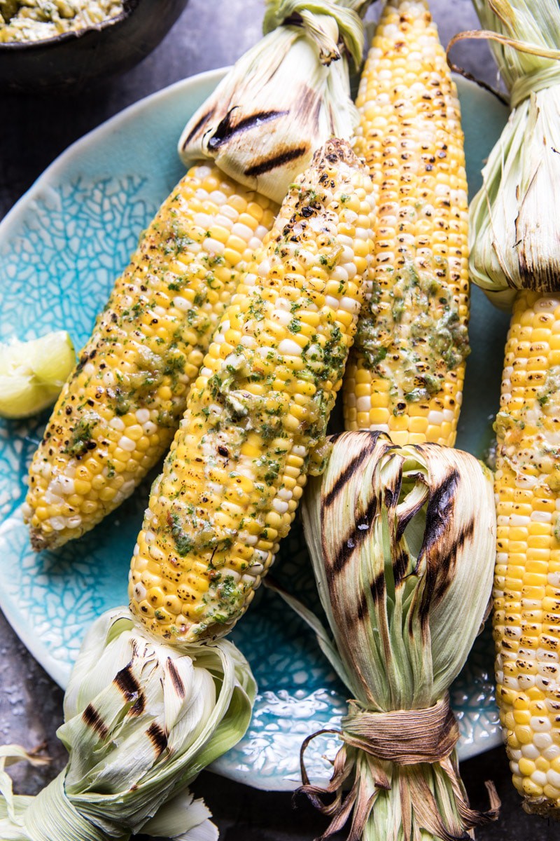 Mexican Grilled Corn with Green Chile Honey Butter