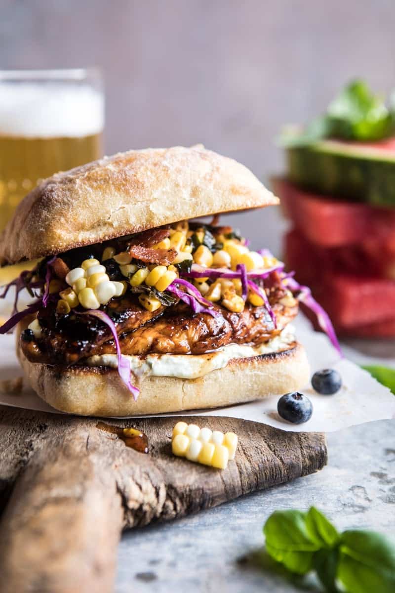Spicy Maple Grilled Chicken Sandwich with Smoky Bacon Corn | halfbakedharvest.com @hbharvest
