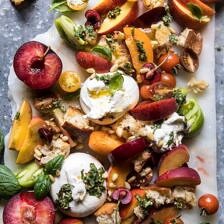 Tuscan Summer Stone Fruit, Tomato, and Burrata Panzanella Salad | halfbakedharvest.com @hbharvest