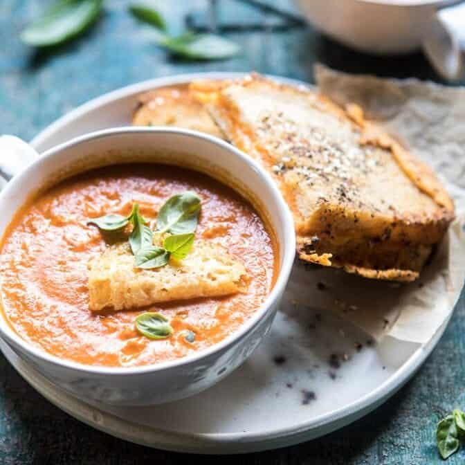 6 Ingredient Creamy Roasted Tomato Soup | halfbakedharvest.com @hbharvest