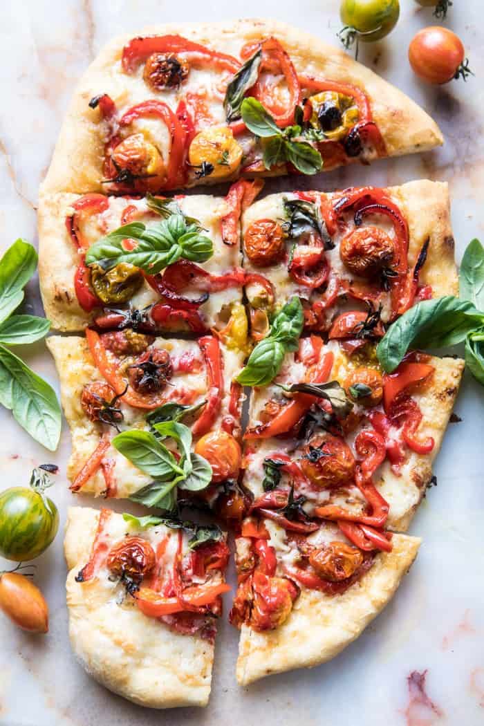 Pepper and Cherry Tomato White Pizza | halfbakedharvest.com @hbharvest