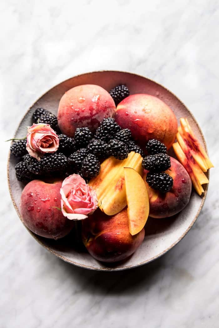 Vanilla Glazed Blackberry Peach Coffee Cake | halfbakedharvest.com @hbharvest