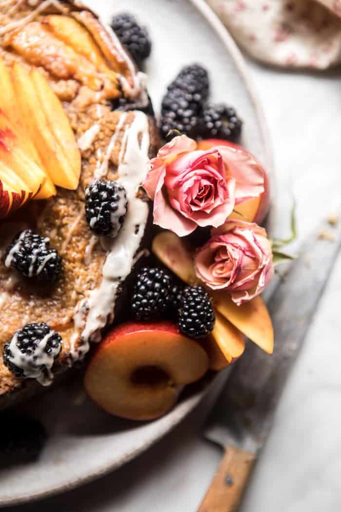 Vanilla Glazed Blackberry Peach Coffee Cake | halfbakedharvest.com @hbharvest