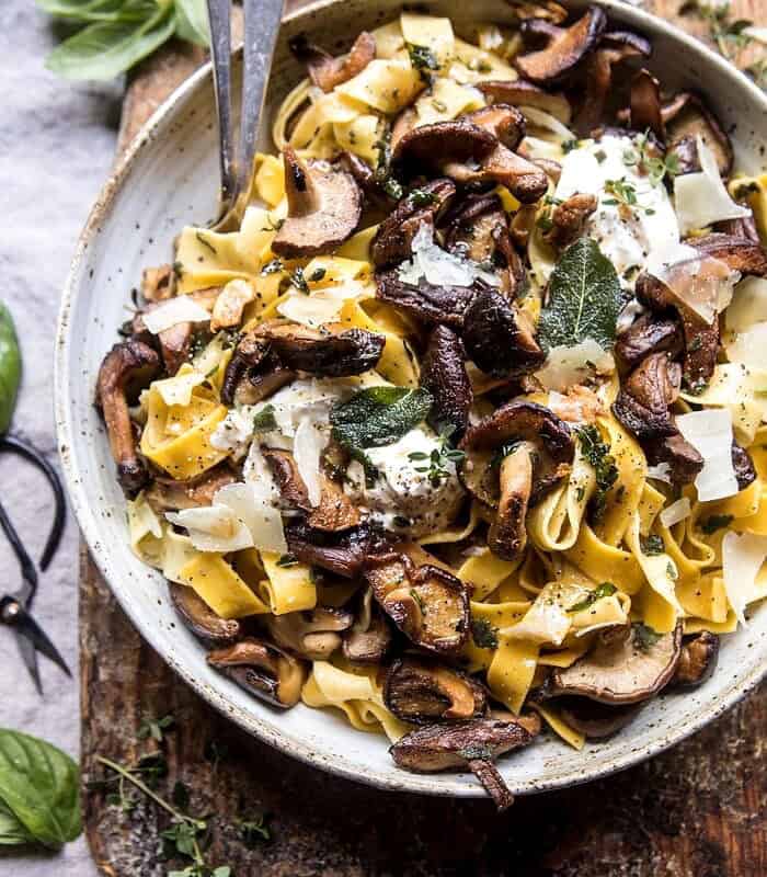 Herby Buttered Wild Mushroom Tagliatelle Pasta | halfbakedharvest.com @hbharvest