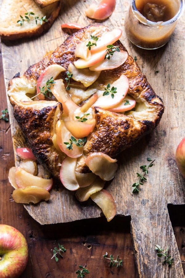 Pastry Wrapped Baked Brie with Maple Butter Roasted Apples.