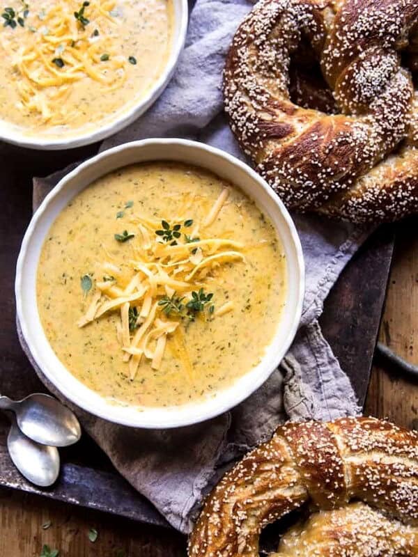 Pumpkin Beer Broccoli Cheddar Soup | halfbakedharvest.com @hbharvest