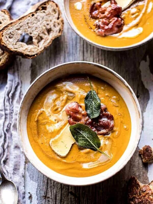 Butternut Squash and Brie Soup with Crispy Pancetta | halfbakedharvest.com @hbharvest