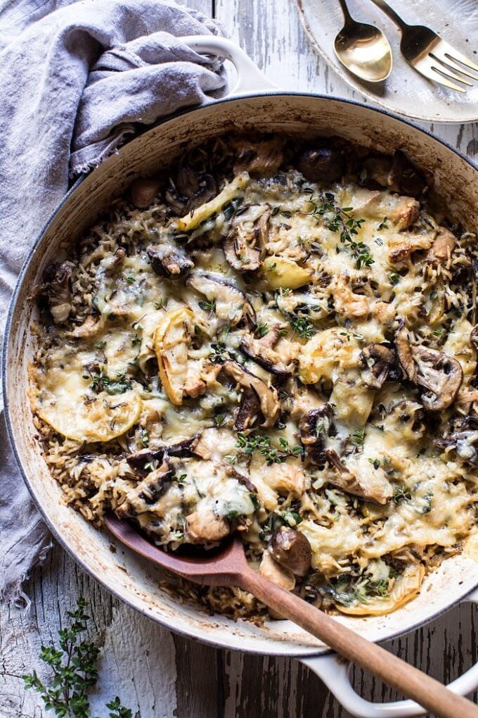 One Pan Autumn Chicken and Wild Rice Casserole. Half Baked Harvest