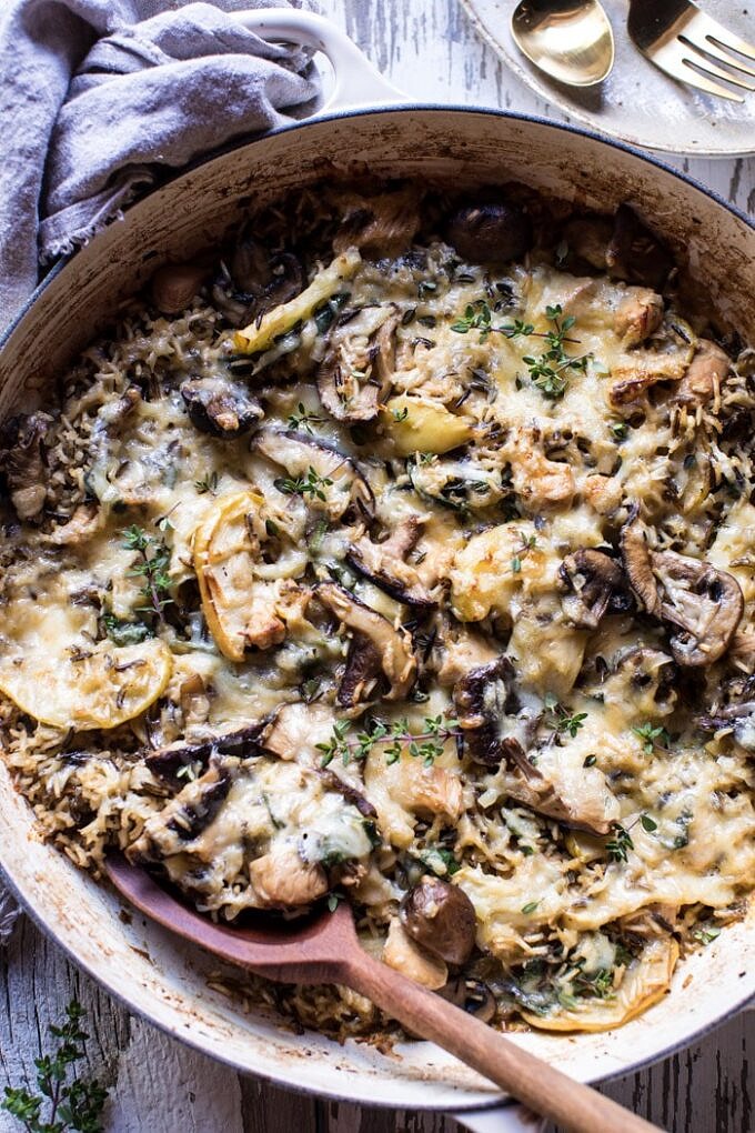 One Pan Autumn Chicken and Wild Rice Casserole. Half Baked Harvest