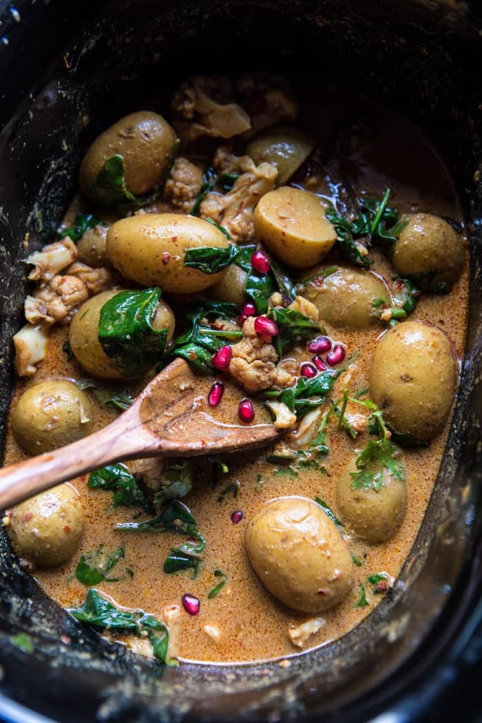 Slow Cooker Potato and Cauliflower Curry | halfbakedharvest.com @hbharvest