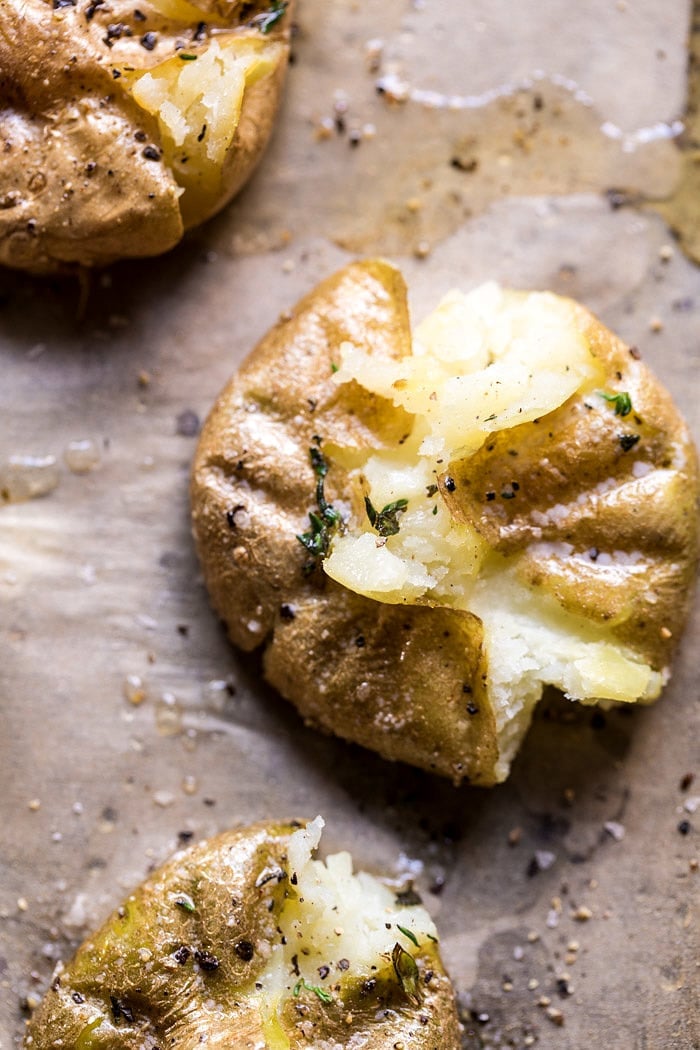 Brie Stuffed Crispy Baby Potatoes | halfbakedharvest.com @hbharvest