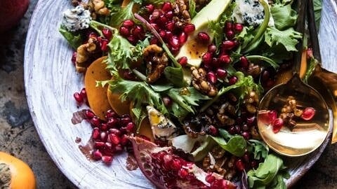 Pomegranate Avocado Salad with Candied Walnuts | halfbakedharvest.com @hbharvest