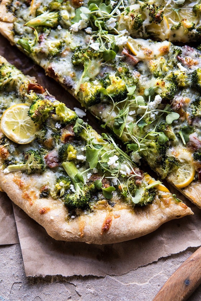 Whole Wheat Lemon Roasted Broccoli Pizza | halfbakedharvest.com #healthy #pizza #recipes #broccoli
