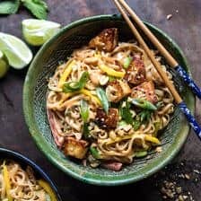 Better Than Takeout 20 Minute Peanut Noodles with Sesame Halloumi | halfbakedharvest.com #quick #easy #noodles #Thai #recipes
