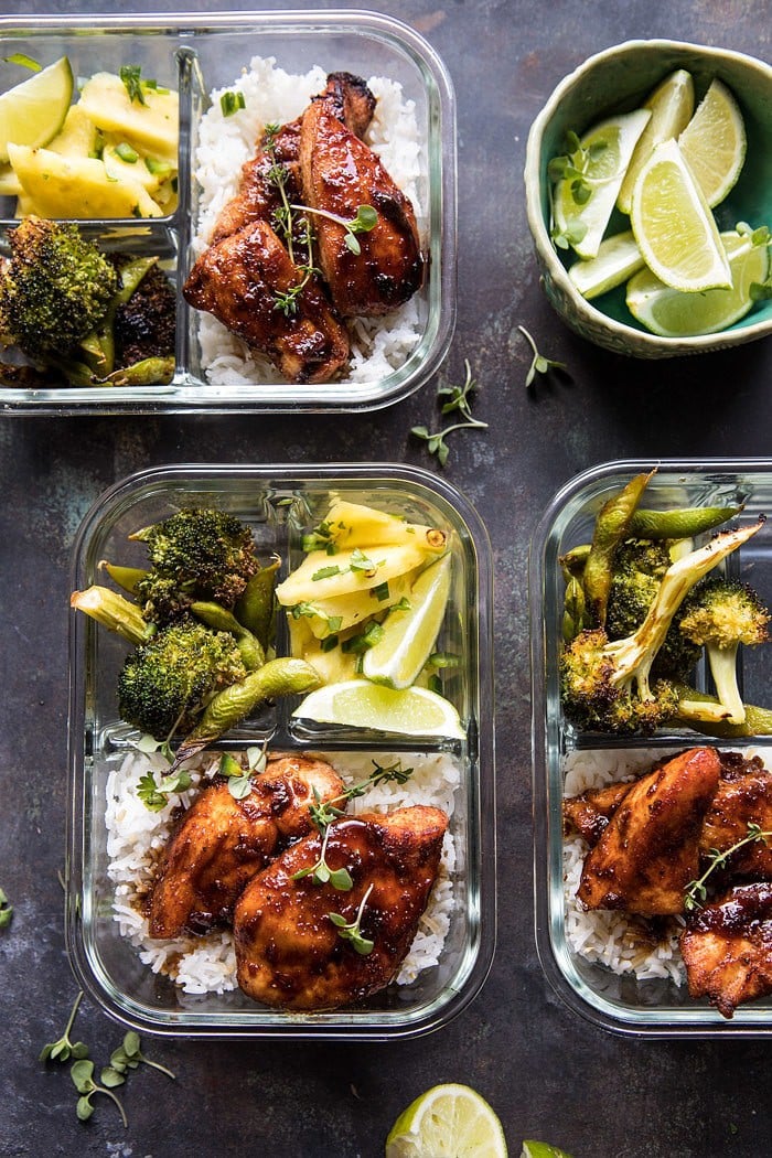 Meal Prep Tropical Jerk Chicken and Gingered Broccoli | halfbakedharvest.com #mealprep #recipes #chicken #healthy