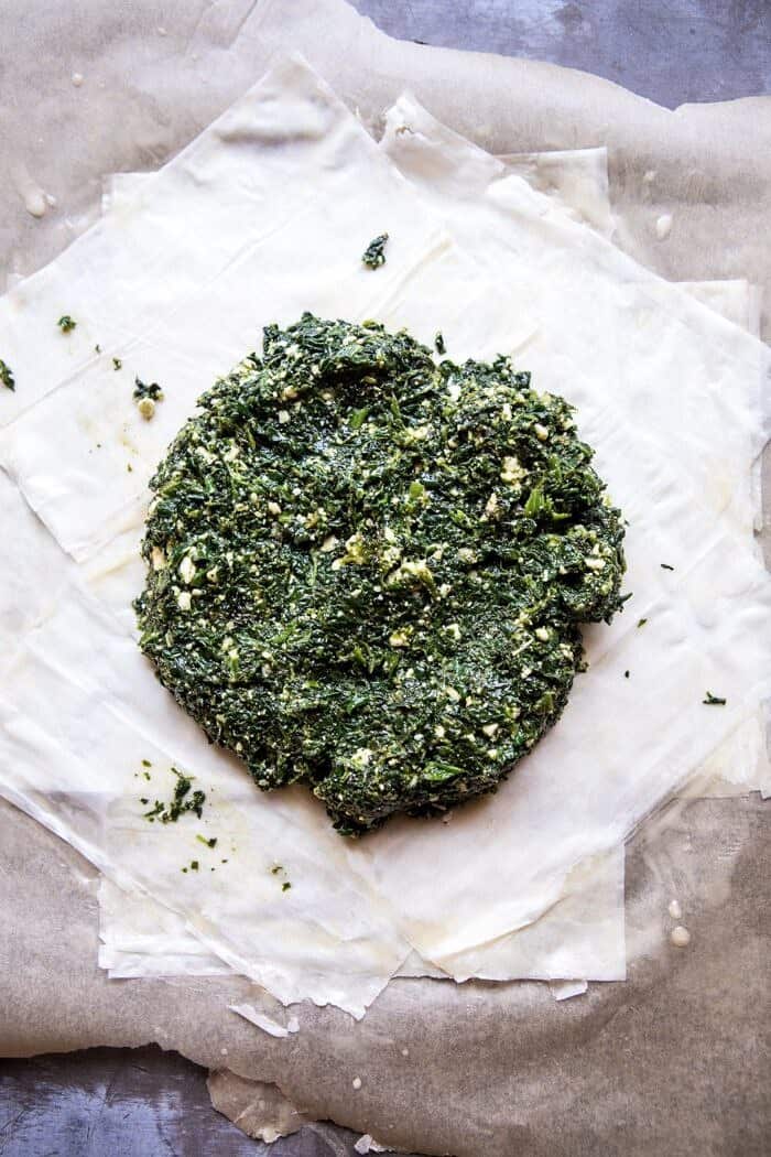 Greek Spinach and Feta Pie (Spanakopita) | halfbakedharvest.com #greek #easter #spring #spinach