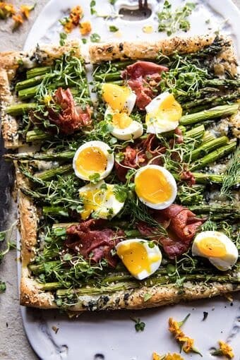 Asparagus, Egg, and Prosciutto Tart with Everything Spice | halfbakedharvest.com #spring #tart #brunch #asparagus
