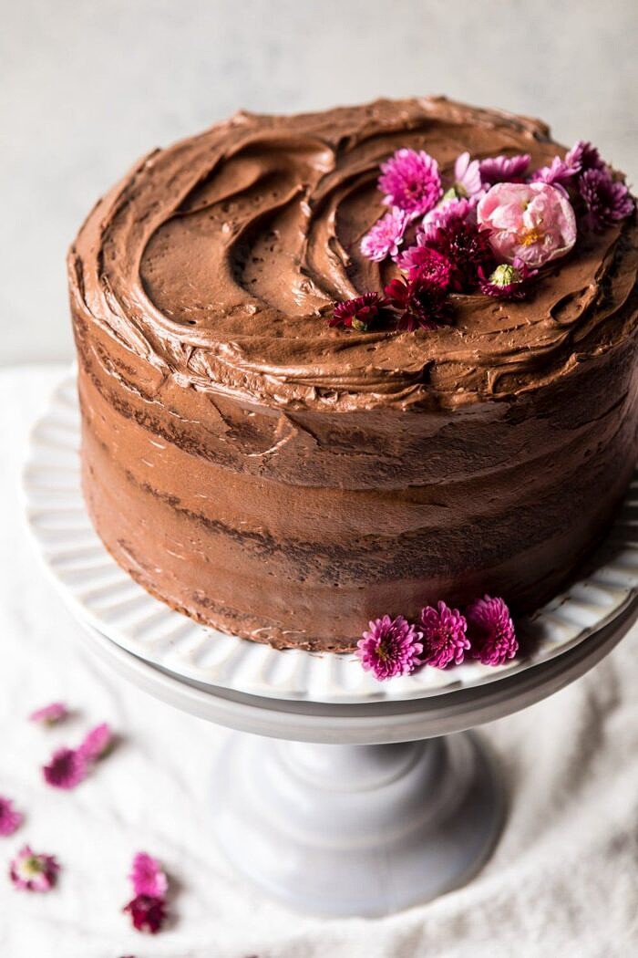 Coconut Banana Cake with Chocolate Frosting | halfbakedharvest.com #Easter #cake #chocolate #spring