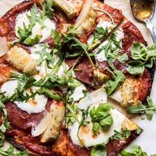 15 Minute Thin Crust Pizza with Arugula and Hot Honey | halfbakedharvest.com #pizza #quick #easy #recipe