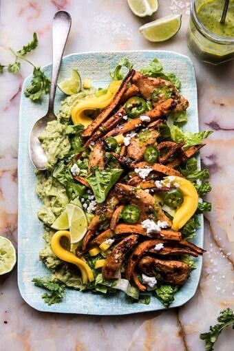 Chipotle Lime Chicken and Sweet Potato Salad with Jalapeno Vinaigrette | halfbakedharvest.com #mexcian #salad #healthy #chicken