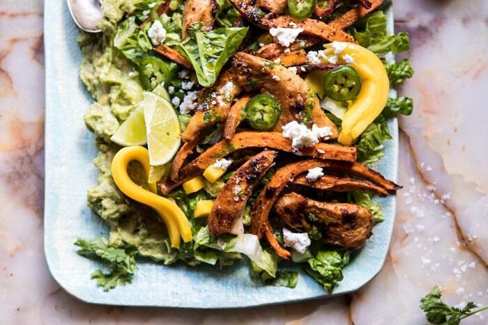 Chipotle Lime Chicken and Sweet Potato Salad with Jalapeno Vinaigrette | halfbakedharvest.com #mexcian #salad #healthy #chicken