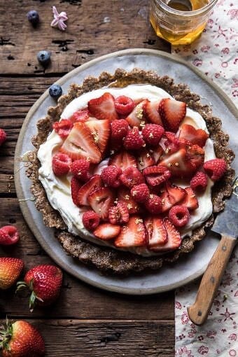 No Bake Greek Yogurt Fruit Tart | halfbakedharvest.com #summer #easyrecipes #healthy #nobake