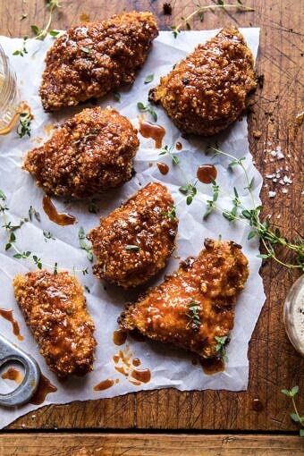Oven Fried Southern Hot Honey Chicken | halfbakedharvest.com #chicken #healthy #recipes #easy