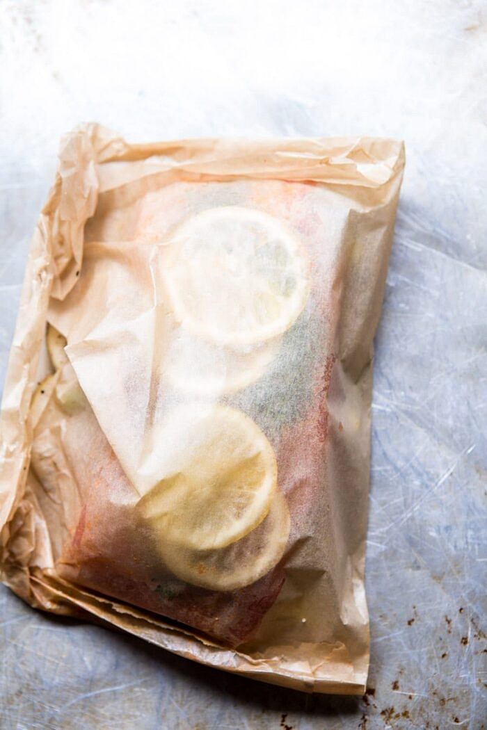 prep photo of Parchment Baked Lemon Salmon and Potatoes