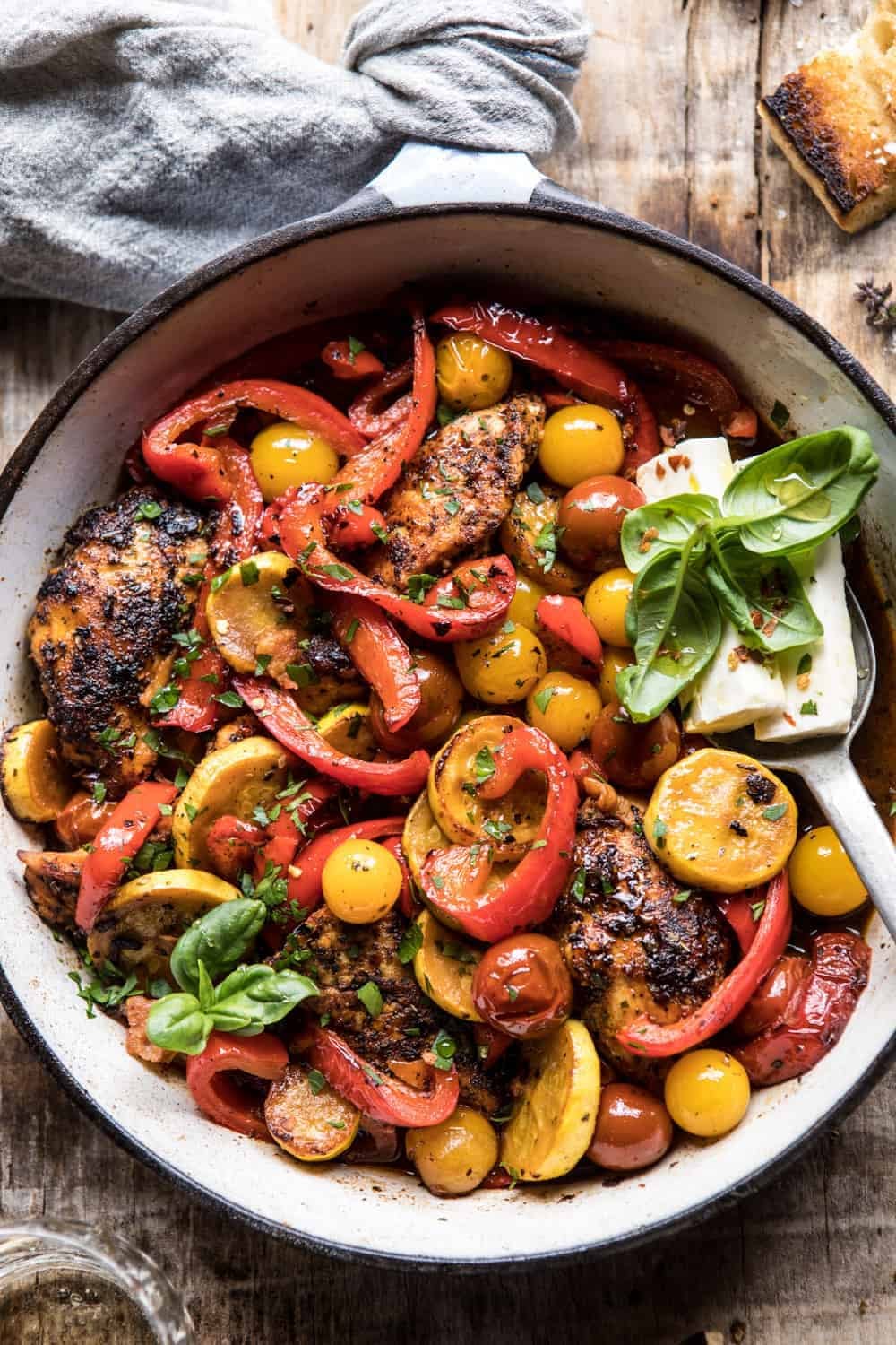 Skillet Lemon Pepper Chicken and Garden Veggies with Feta and ...