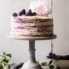 Blackberry Lavender Naked Cake with White Chocolate Buttercream | halfbakedharvest.com #summerrecipes #layercake #blueberries