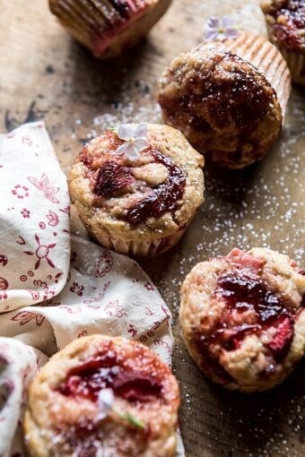 Honey Strawberry Muffins | halfbakedharvest.com #breakfast #summerrecipes #strawberries #muffins
