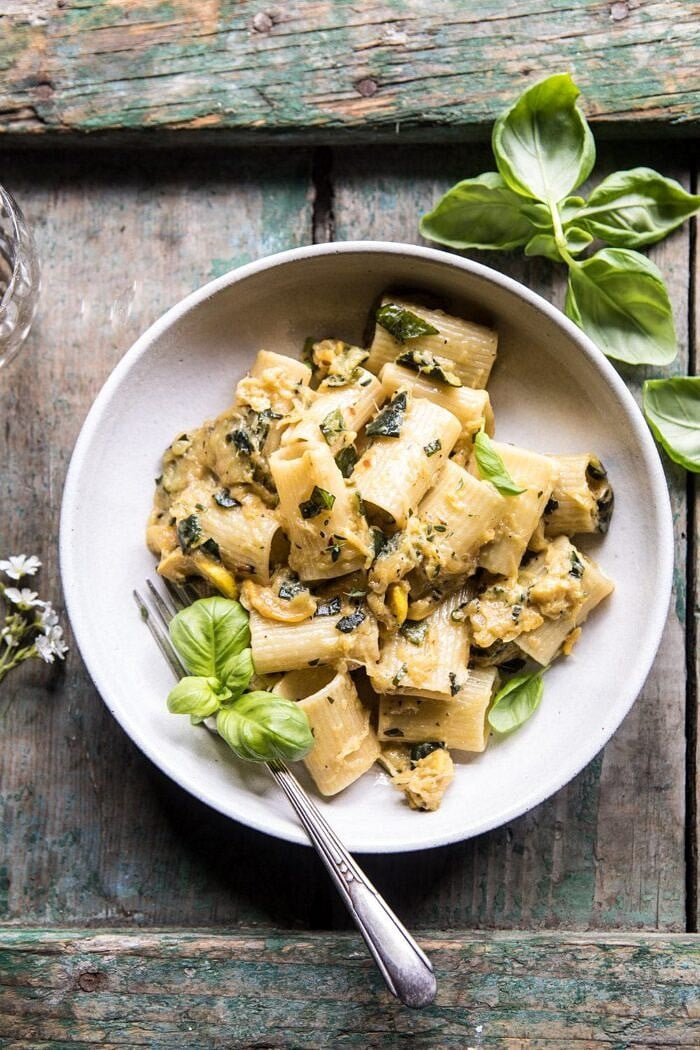 Simplest Zucchini Parmesan Pasta | halfbakedharvest.com #pasta #italian #summerrecipes