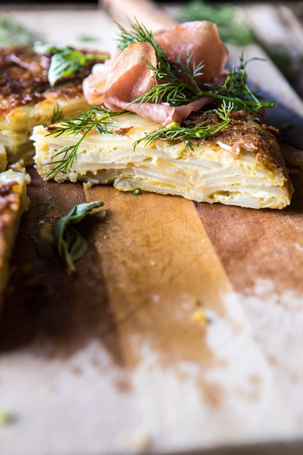 Spanish Tortilla with Burrata and Herbs. Half Baked Harvest