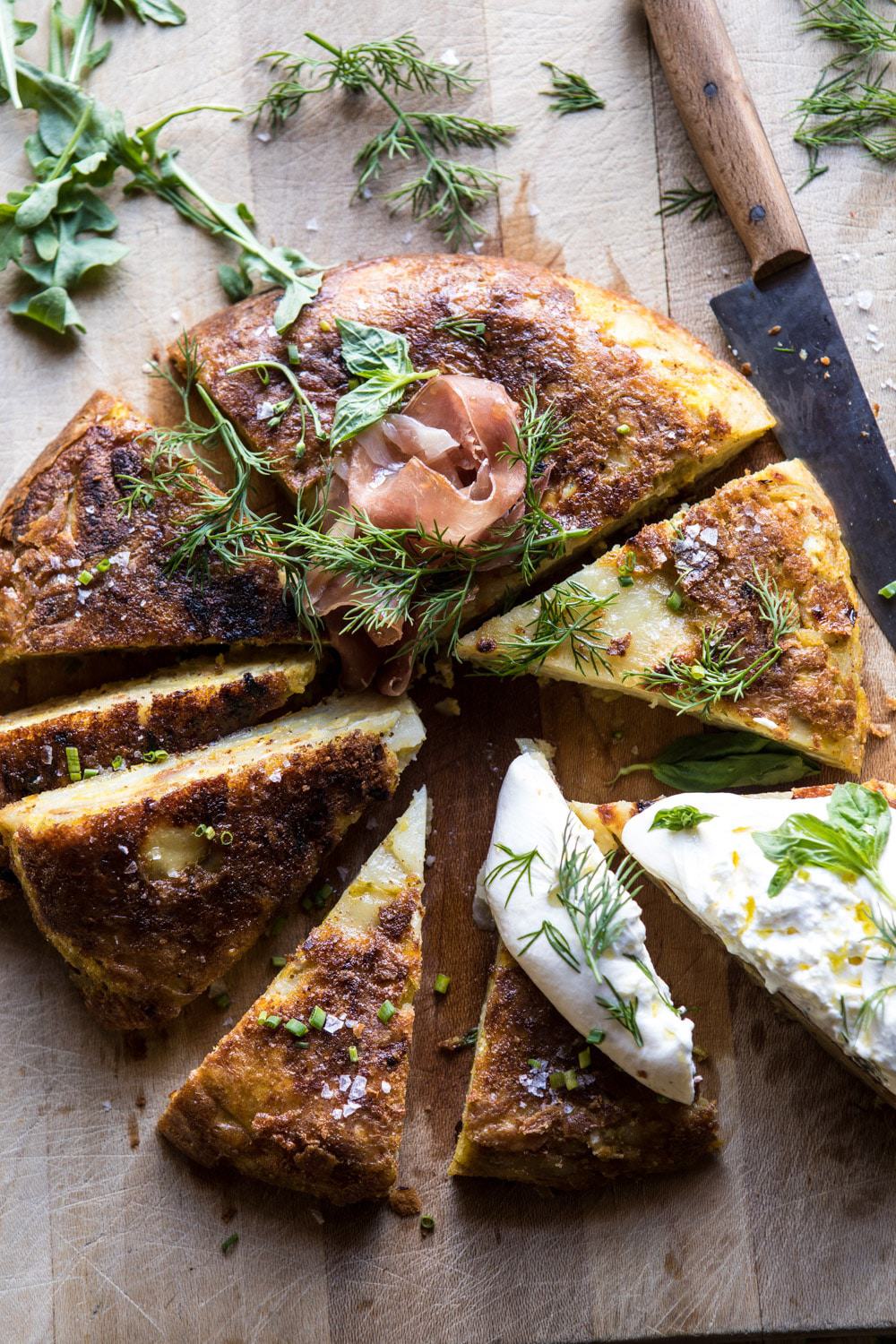 Spanish Tortilla with Burrata and Herbs. Half Baked Harvest