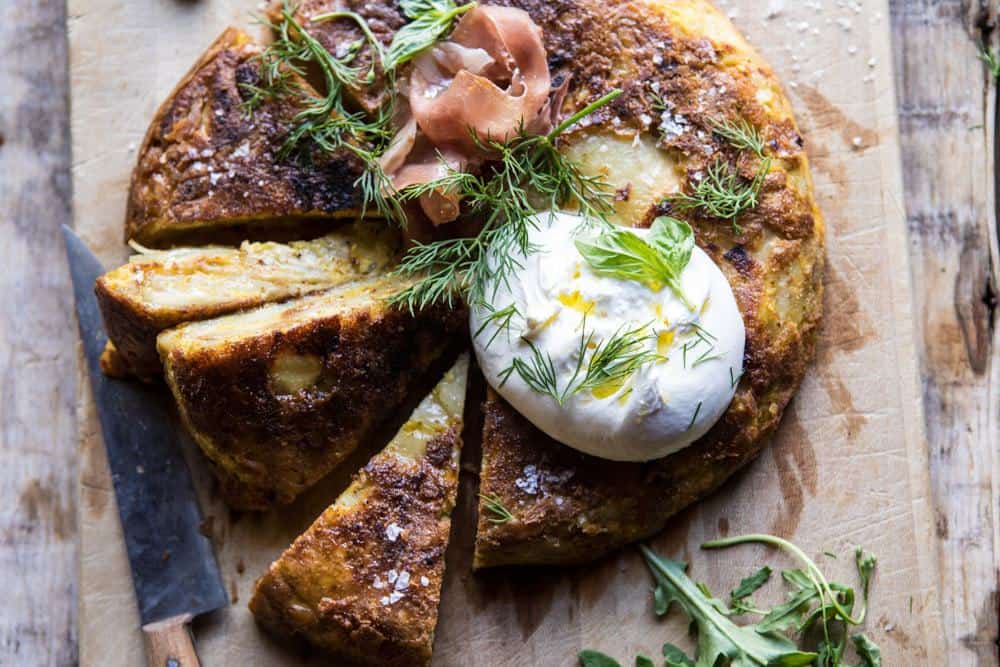 Spanish Tortilla with Burrata and Herbs. Half Baked Harvest