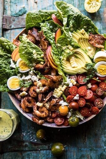 Chipotle Shrimp Cobb Salad with Jalapeno Corn Vinaigrette | halfbakedharvest.com #shrimp #salad #summerrecipes #mexican