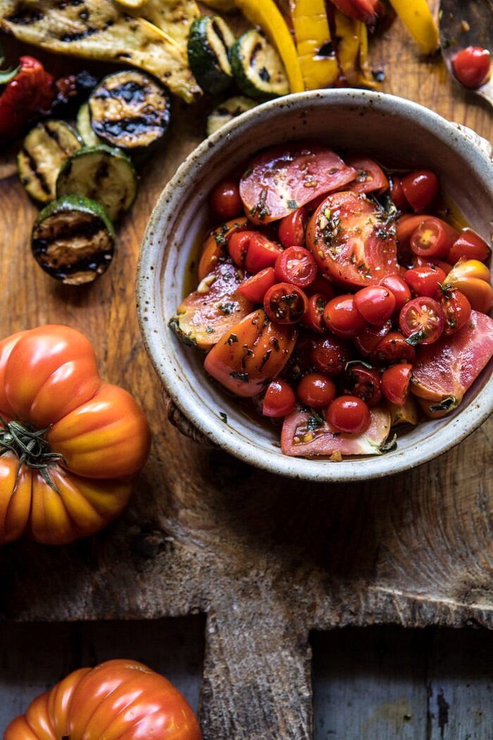 close up photo of Marinated Tomatoes