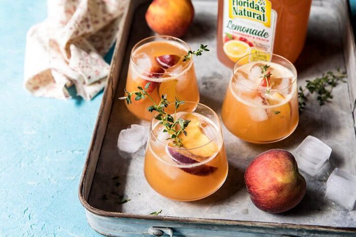 horizontal photo of Sweet Bourbon Peach Lemonade