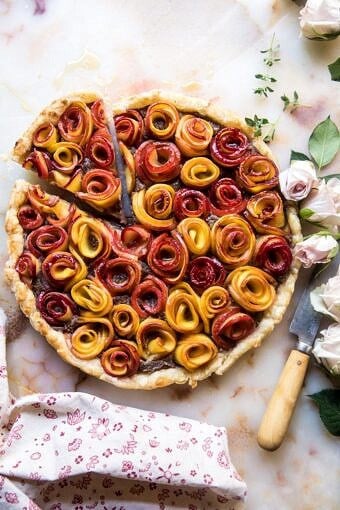 Sweet Peach Rose Tart | halfbakedharvest.com #peach #summerrecipes #tart #summer #pie