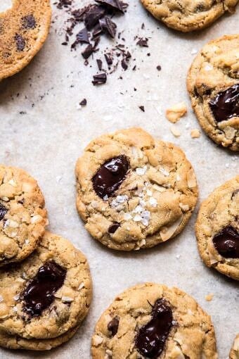Browned Butter Coconut Chocolate Chip Cookies | halfbakedharvest.com #cookies #chocolate #dessert #brownbutter