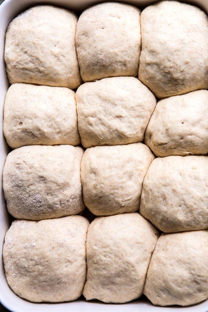 Buttery Pull Apart Whole Wheat Potato Rolls before baking