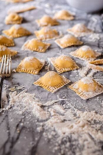 Herby Buttered Balsamic Mushroom Ravioli. - Half Baked Harvest