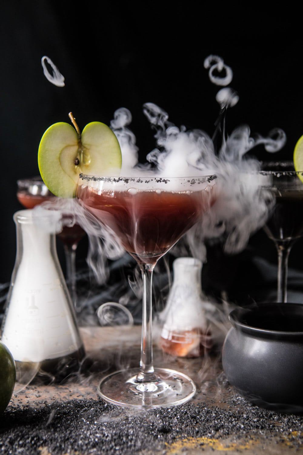 Poison Apple Martini | halfbakedharvest.com #martini #apple #halloween #cocktails