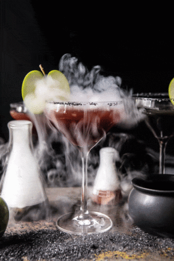 Poison Apple Martini | halfbakedharvest.com #martini #apple #halloween #cocktails
