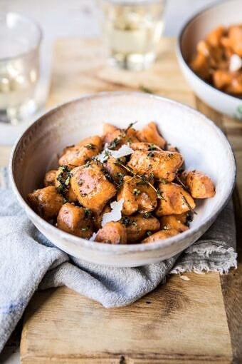 Sweet Potato Gnocchi with Herbed White Wine Pan Sauce | #fallrecipes #simple #cozyrecipes #sweetpotato #gnocchi