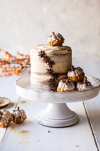 Chai Pumpkin Cake with Maple Browned Butter Frosting | halfbakedharvest.com #pumpkin #chai #fall #autumn #thanksgiving